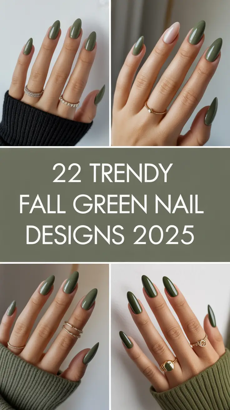 Trendy Fall Green Nail Designs 2025 for a Chic Matte Look