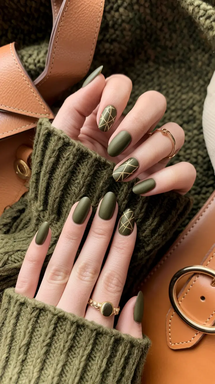 Trendy Fall Green Nail Designs 2025 for a Chic Matte Look