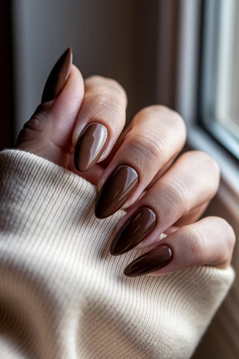 fall manicure – Dark Chocolate Almond Shine