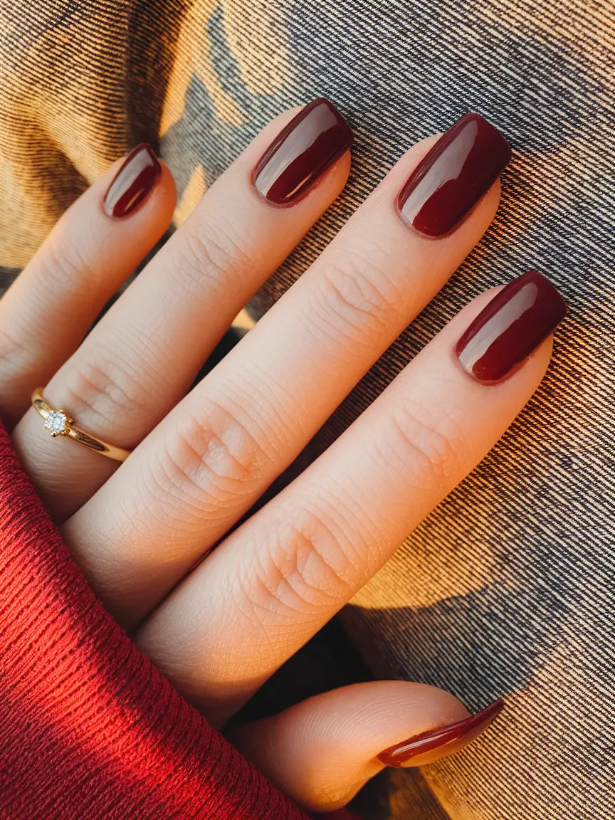 fall manicure – Cabernet Short Square