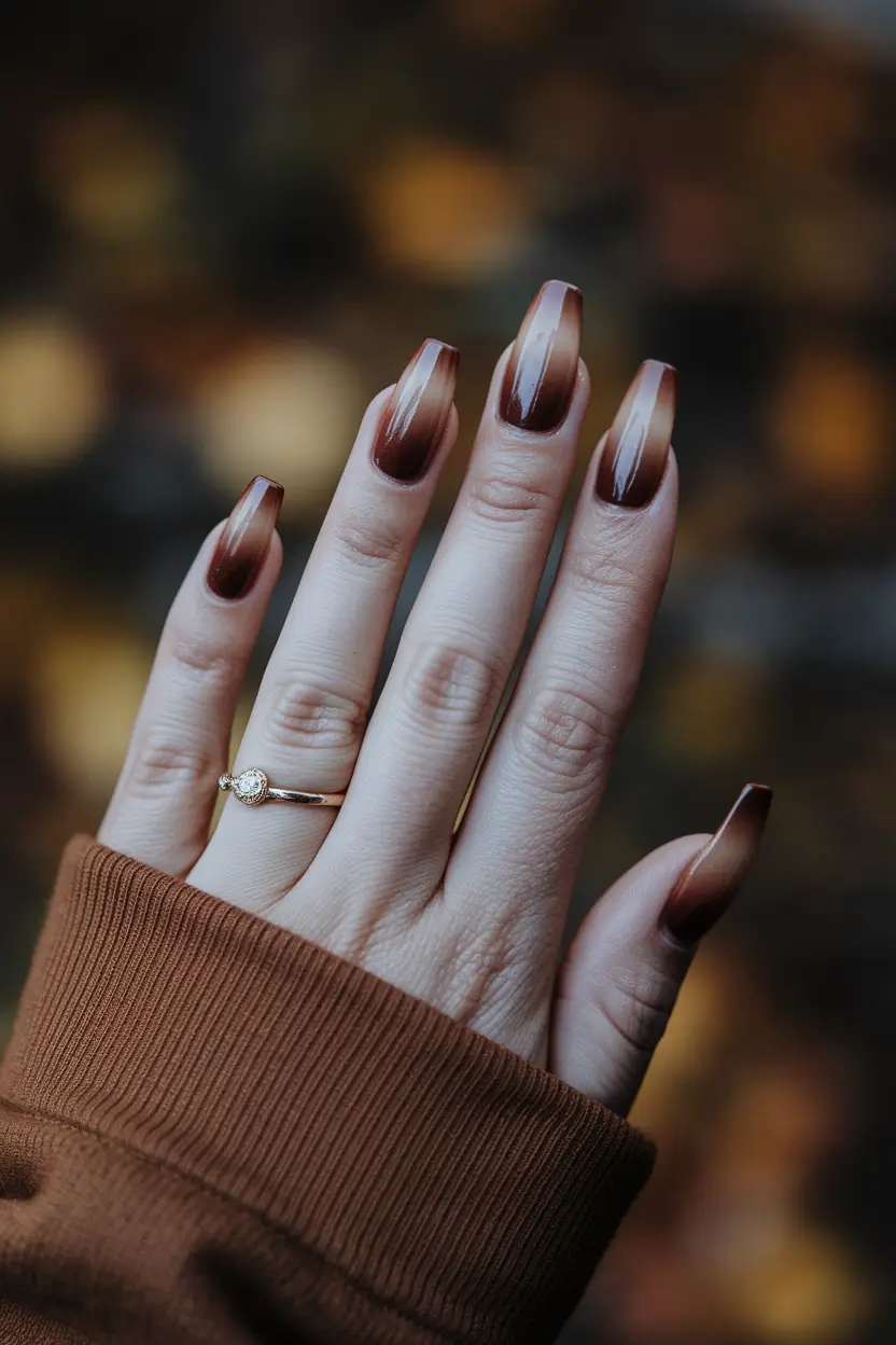 fall manicure – Caramel-Toffee Ombré French