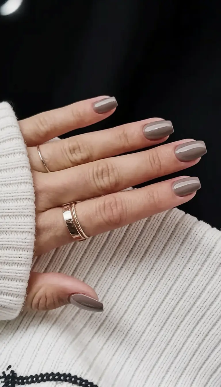 Fall Nail Colors 2025: Ideas for Women Over 40 + Mushroom Taupe Soft-Square Neutral