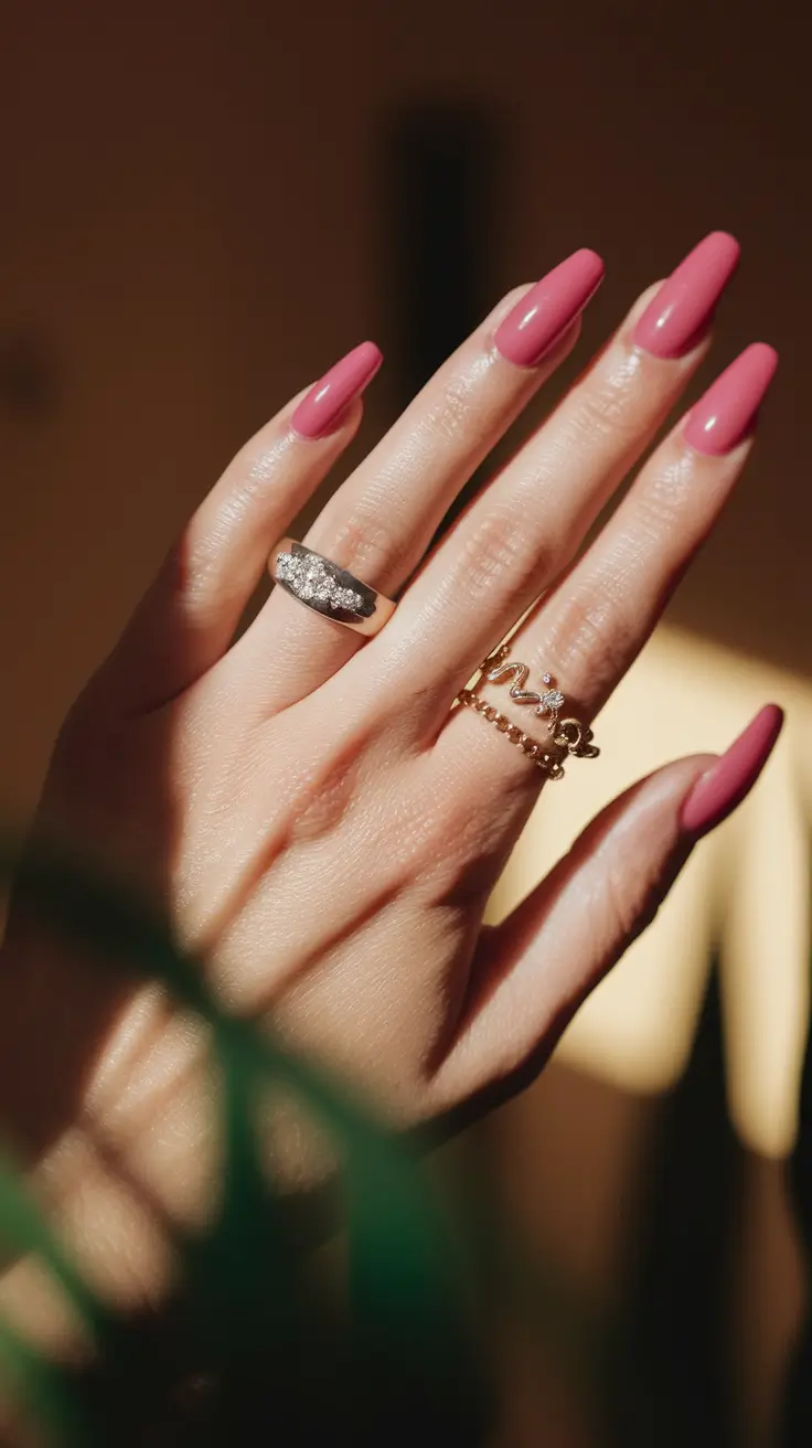 Fall Nail Colors 2025: Ideas for Women Over 40 + Rosy Mauve Coffin—Soft Glam All Day