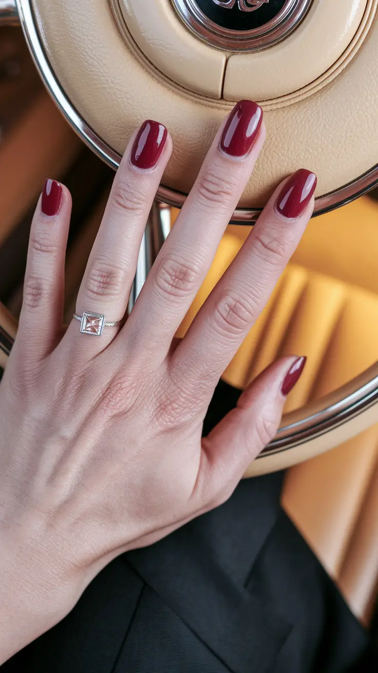 Fall Nail Colors 2025: Ideas for Women Over 40 — Vintage Cabernet Short Square