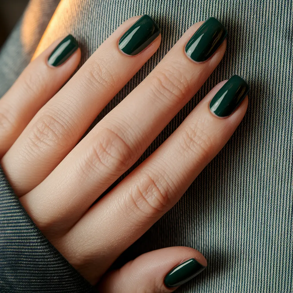 Fall Nail Colors 2025: Ideas for Women Over 40 — Bottle Green Shorty