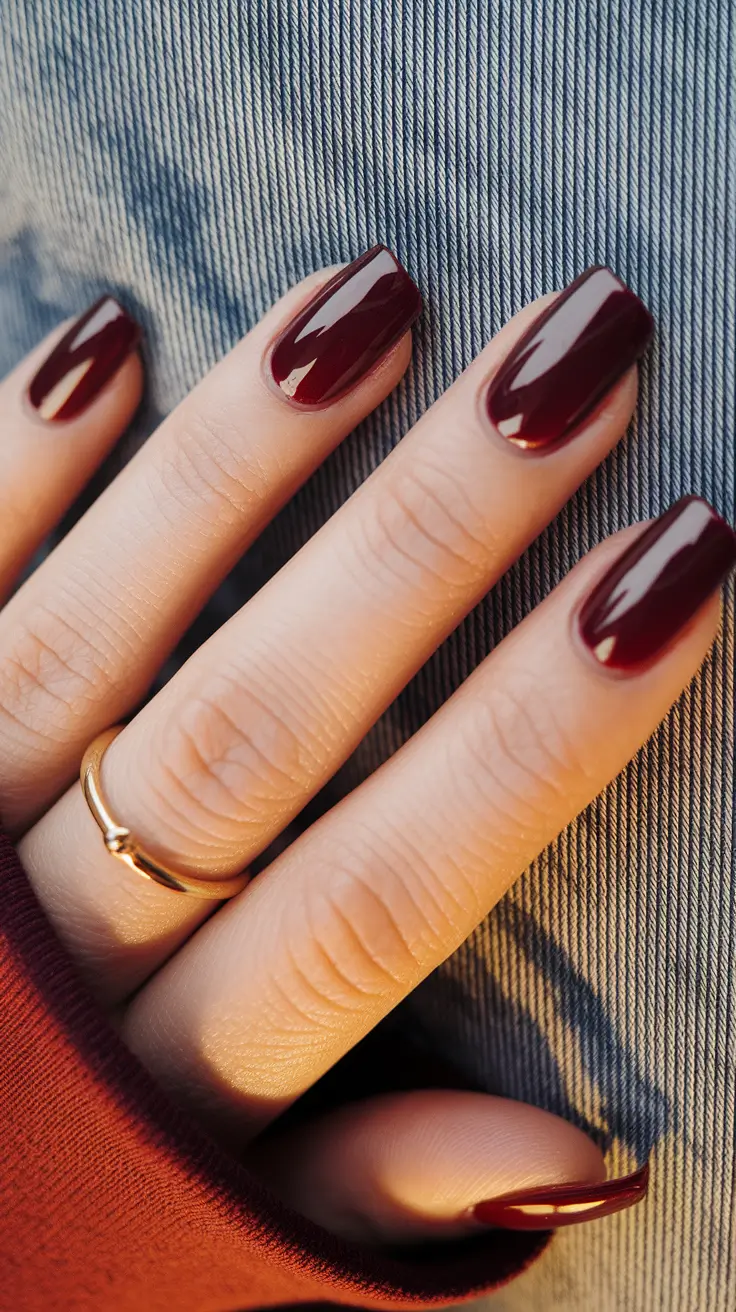 Fall Nail Colors 2025: Ideas for Women Over 40 + Cabernet Gloss on Medium Square