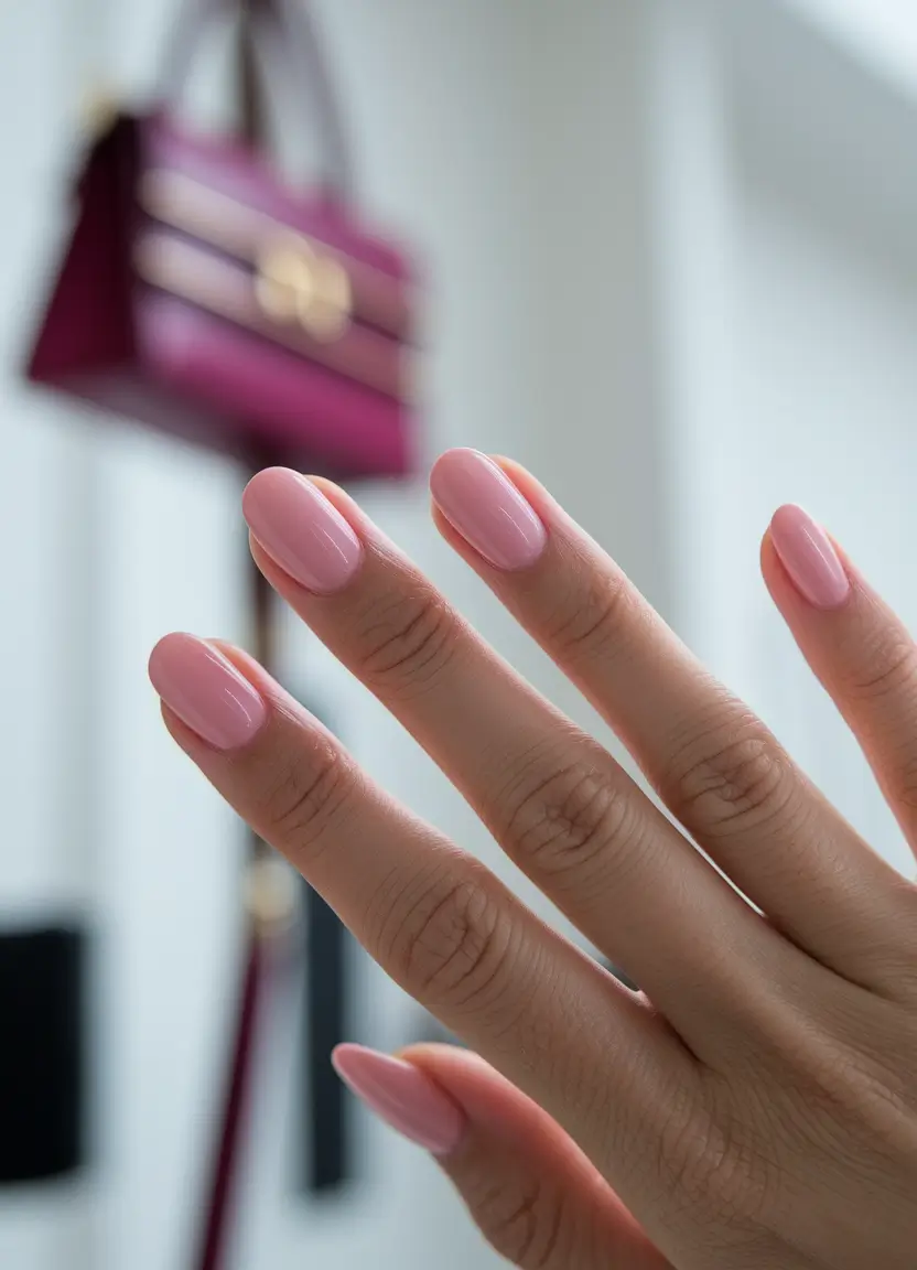 Fall Nail Colors 2025: Ideas for Women Over 40 — Milky-Pink Oval Glow