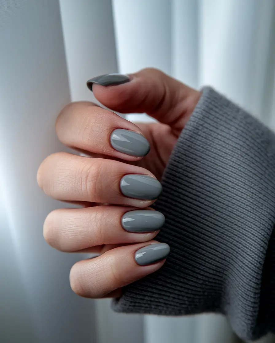Fall 2025 Nail Color Ideas for Women Over 50 - Smoky Cashmere Gray (Everyday Neutral)