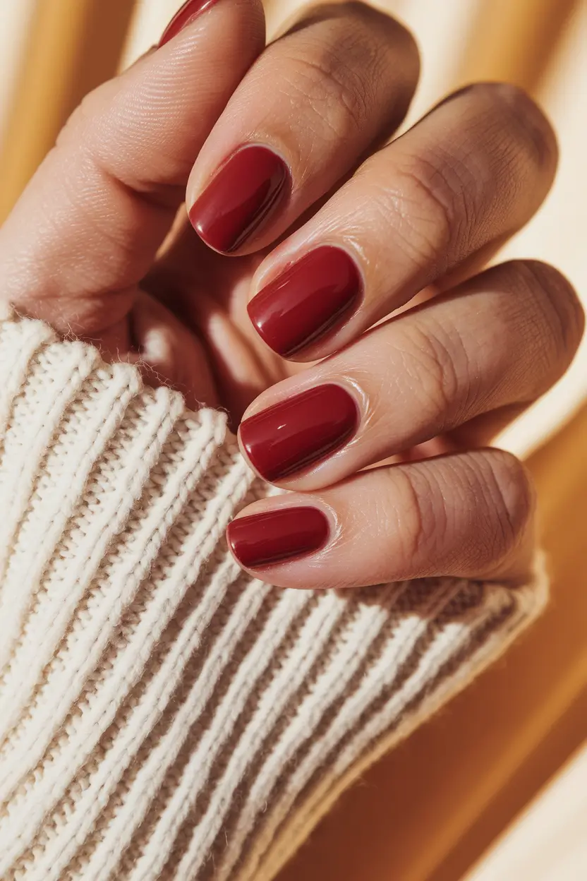 Fall 2025 Nail Color Ideas for Women Over 50 - Toasted Brick Red (Cozy Classic)