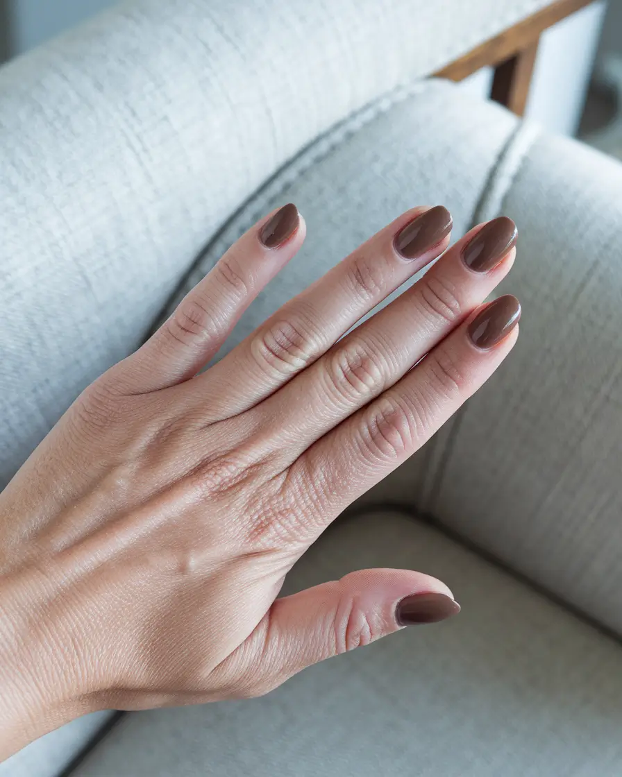 Fall 2025 Nail Color Ideas for Women Over 50 - Milk-Chocolate Mocha Creme