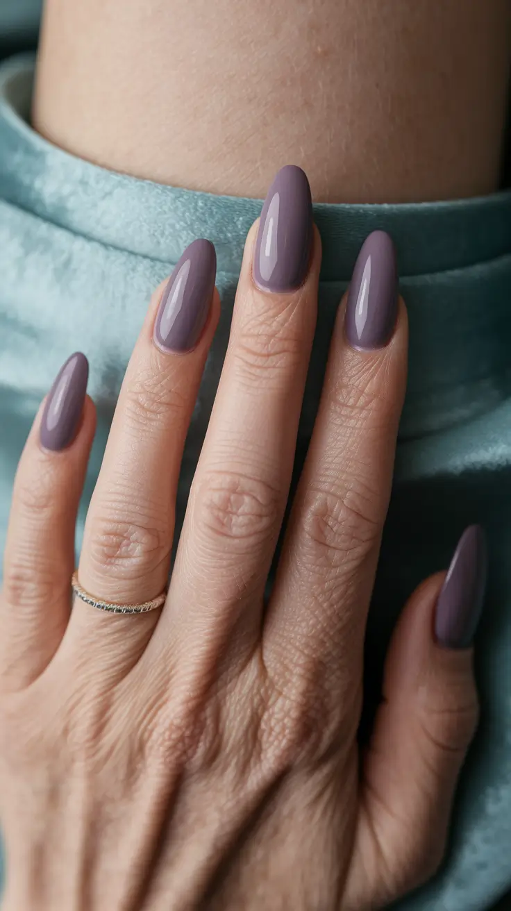 Best Fall 2025 Nail Color Ideas for Women Over 60 – Smoky Mauve Almond