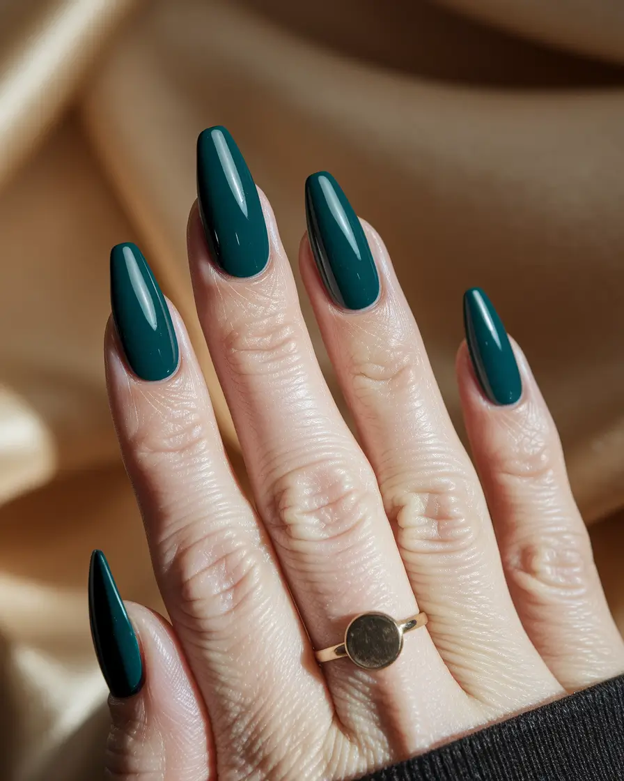 Best Fall 2025 Nail Color Ideas for Women Over 60 – Deep Teal Shine