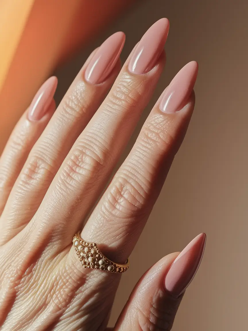 Best Fall 2025 Nail Color Ideas for Women Over 60 – Rose-Quartz Nude