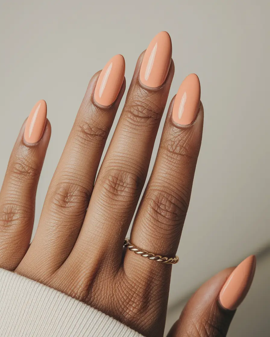 fall nail colors for brown skin - Pumpkin-Cream Almond Gloss