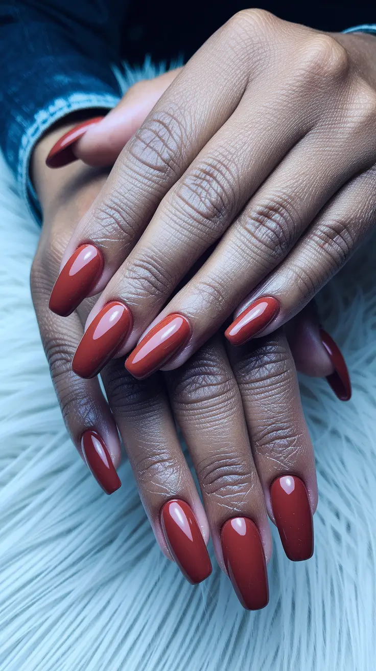 fall nail colors for brown skin - Spiced Brick Square Shine