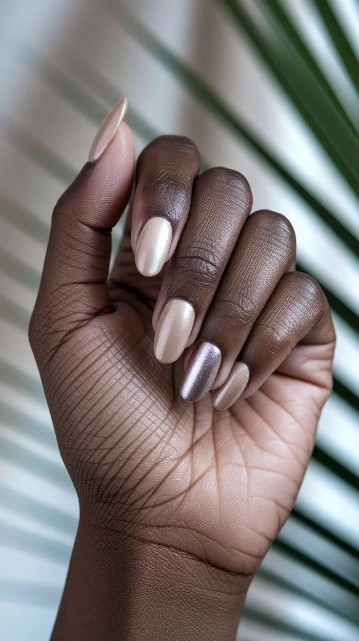 fall nail colors for brown skin - Champagne Oyster Sheen
