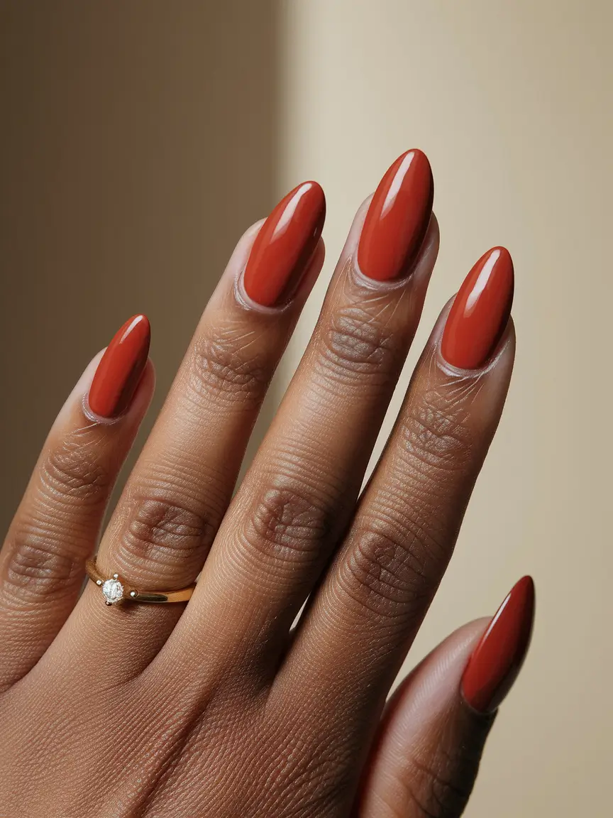 fall nail colors for brown skin - Terracotta Orange-Red