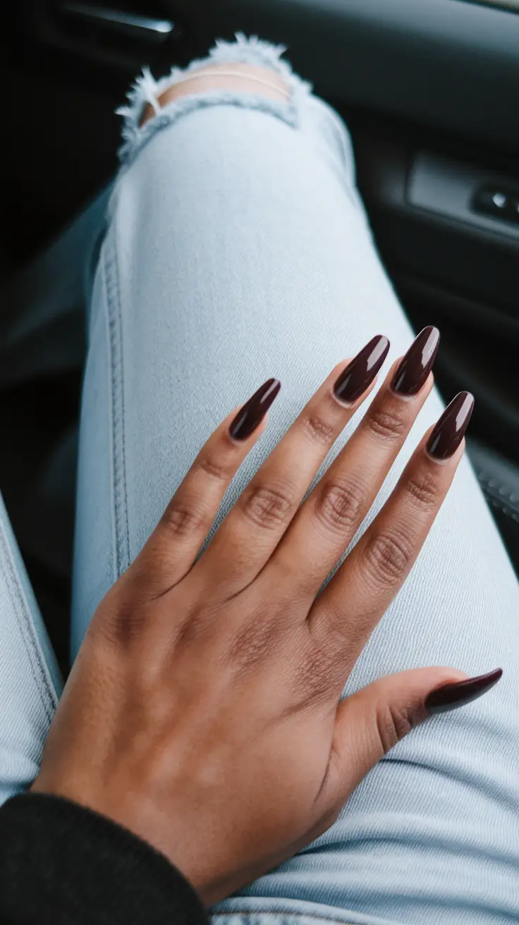 fall nail colors for brown skin - Cabernet Plum Gloss, Night-Drive Energy