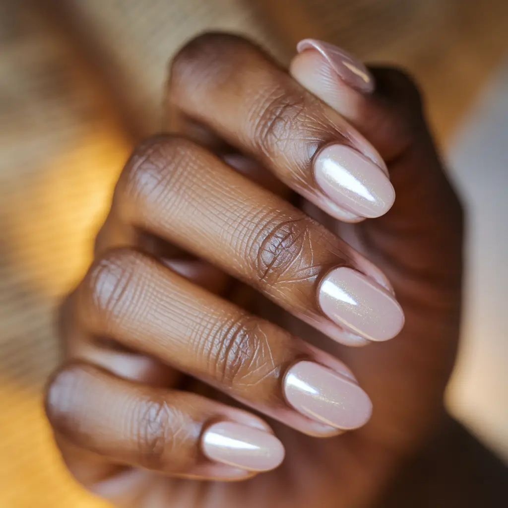 fall nail colors for brown skin - Pearly Sheer Glow, Short Oval & Fresh