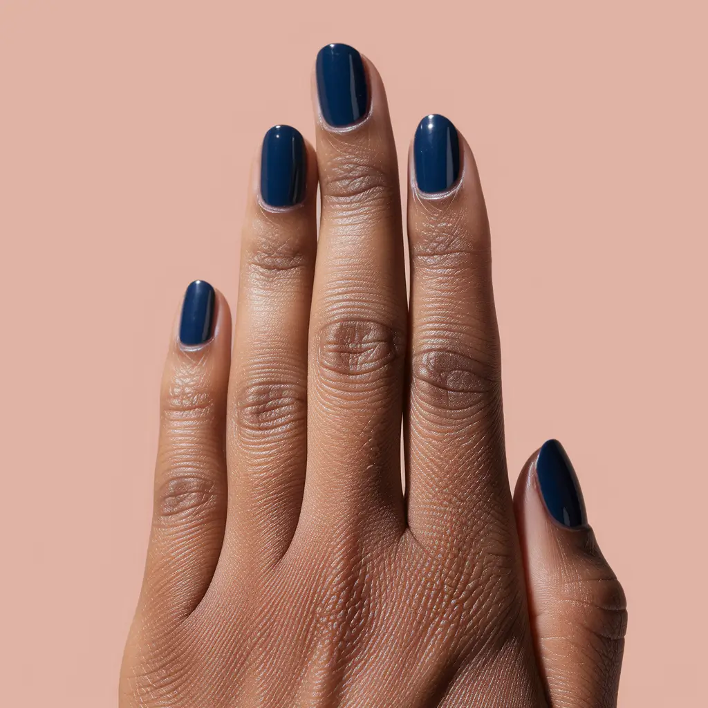 Trendy Fall 2025 Nail Colors for Dark Skin — Midnight-Navy Shorties