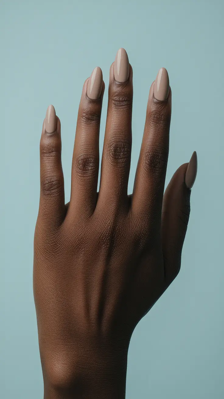 Trendy Fall 2025 Nail Colors for Dark Skin – Café Au Lait Almond