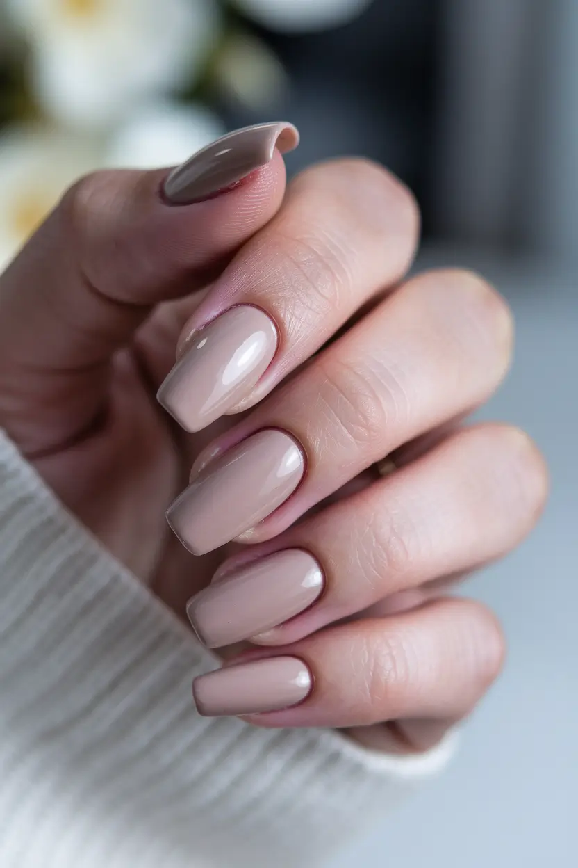 2025 Fall Nail Colors for Fair Skin - Creamy latte nude in clean squared shape