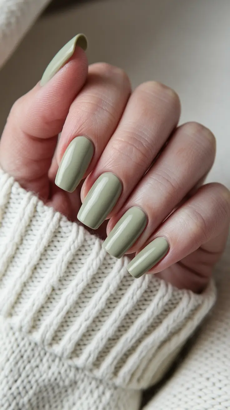 2025 Fall Nail Colors for Fair Skin - Soft sage green for sweater weather
