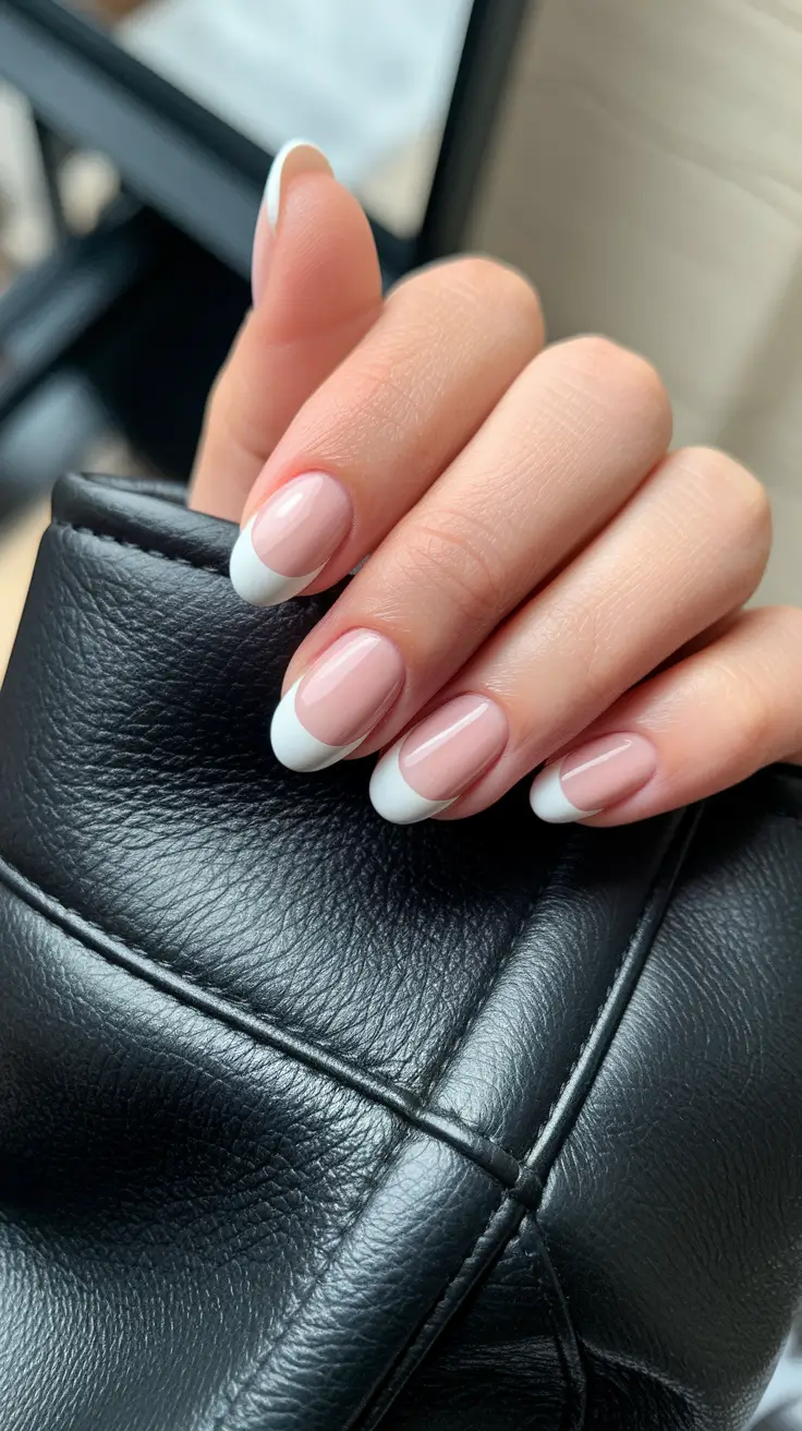2025 Fall Nail Colors for Fair Skin – Clean French With Soft Pink Base