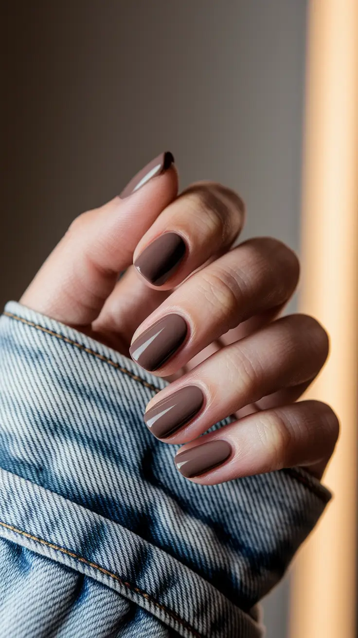 2025 Fall Nail Colors for Fair Skin - Short taupe cocoa rounds