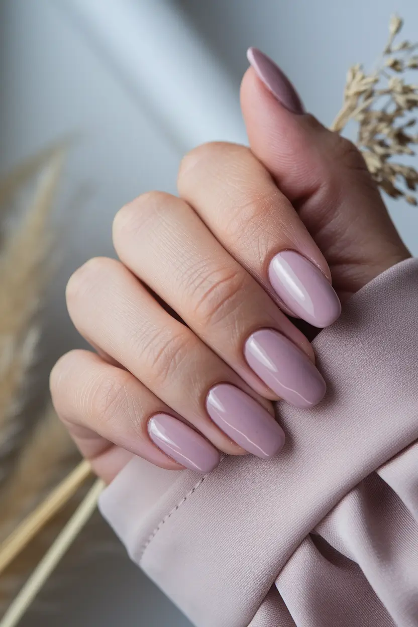 2025 Fall Nail Colors for Fair Skin - Silky rose mauve with soft gloss