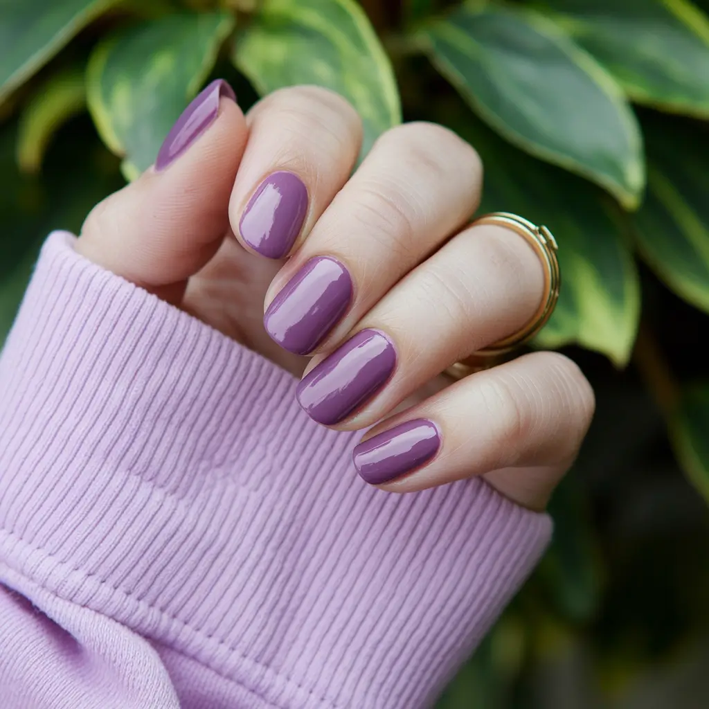 2025 Fall Nail Colors for Fair Skin – Cozy Lilac Short Round