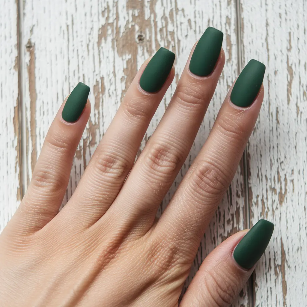 fall nail colors medium skin — Velvet Forest Matte Square