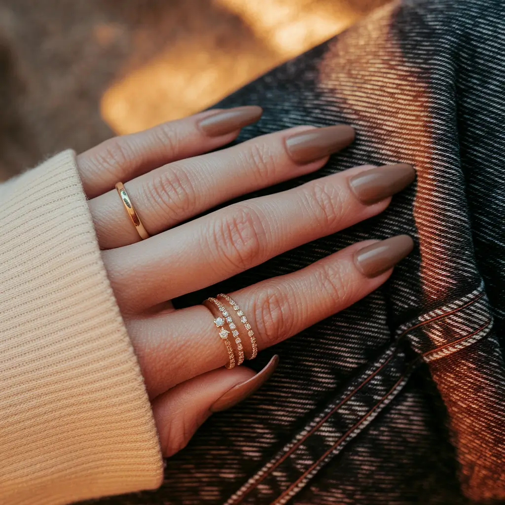 fall nail colors for medium skin - Toasted Taupe Almond