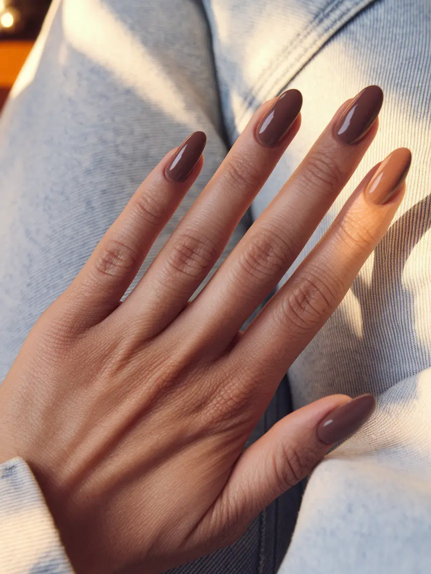 fall nail colors for medium skin - Mocha Velvet Oval