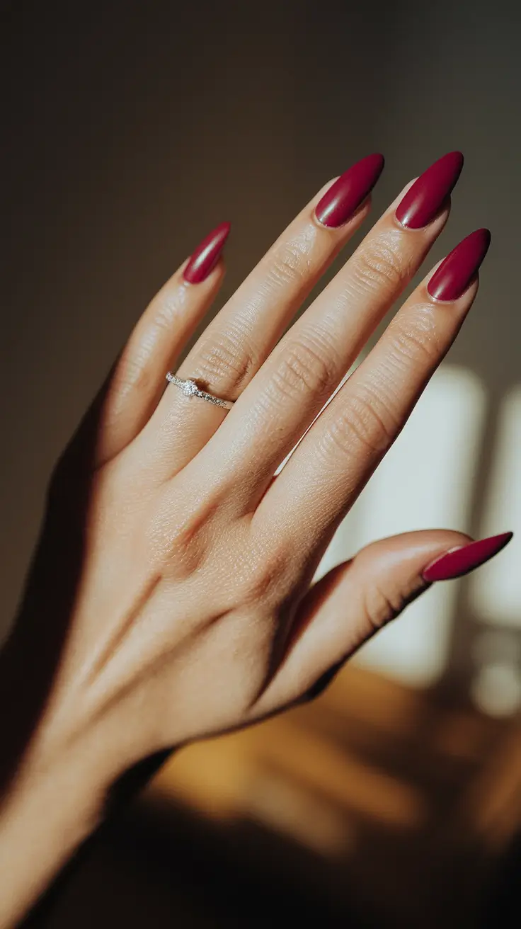 fall nail colors medium skin — Garnet Almond Drama