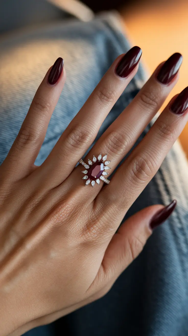 fall nail colors medium skin — Oxblood Almond Shine
