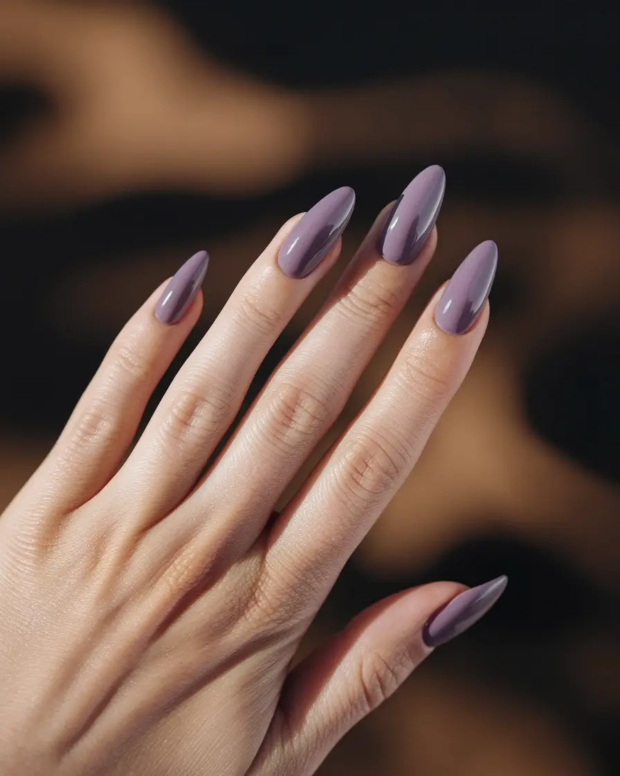 fall nail colors for medium skin - Smoky Amethyst Almond