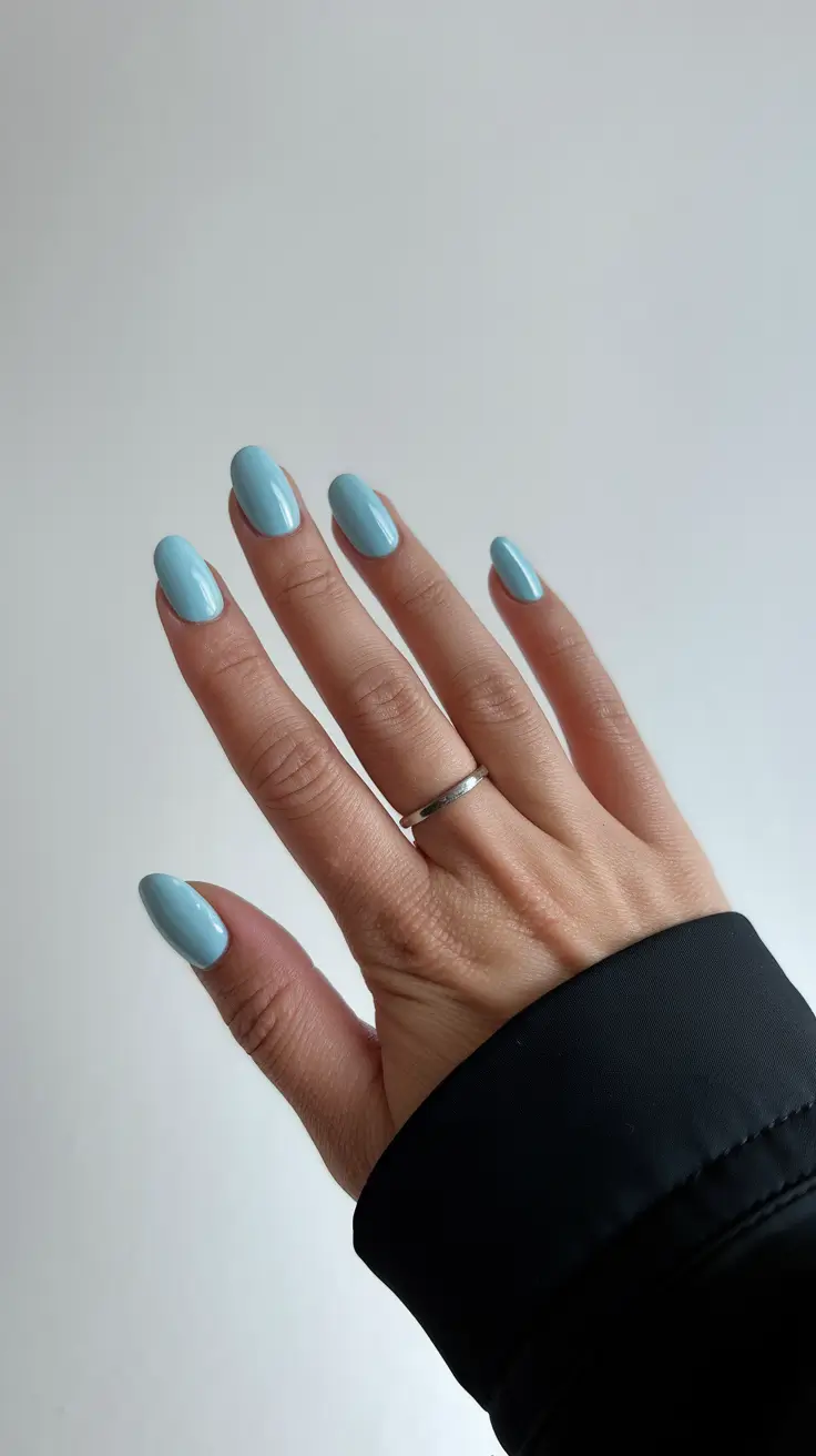 fall nail colors for medium skin - Storm-Sky Blue Oval