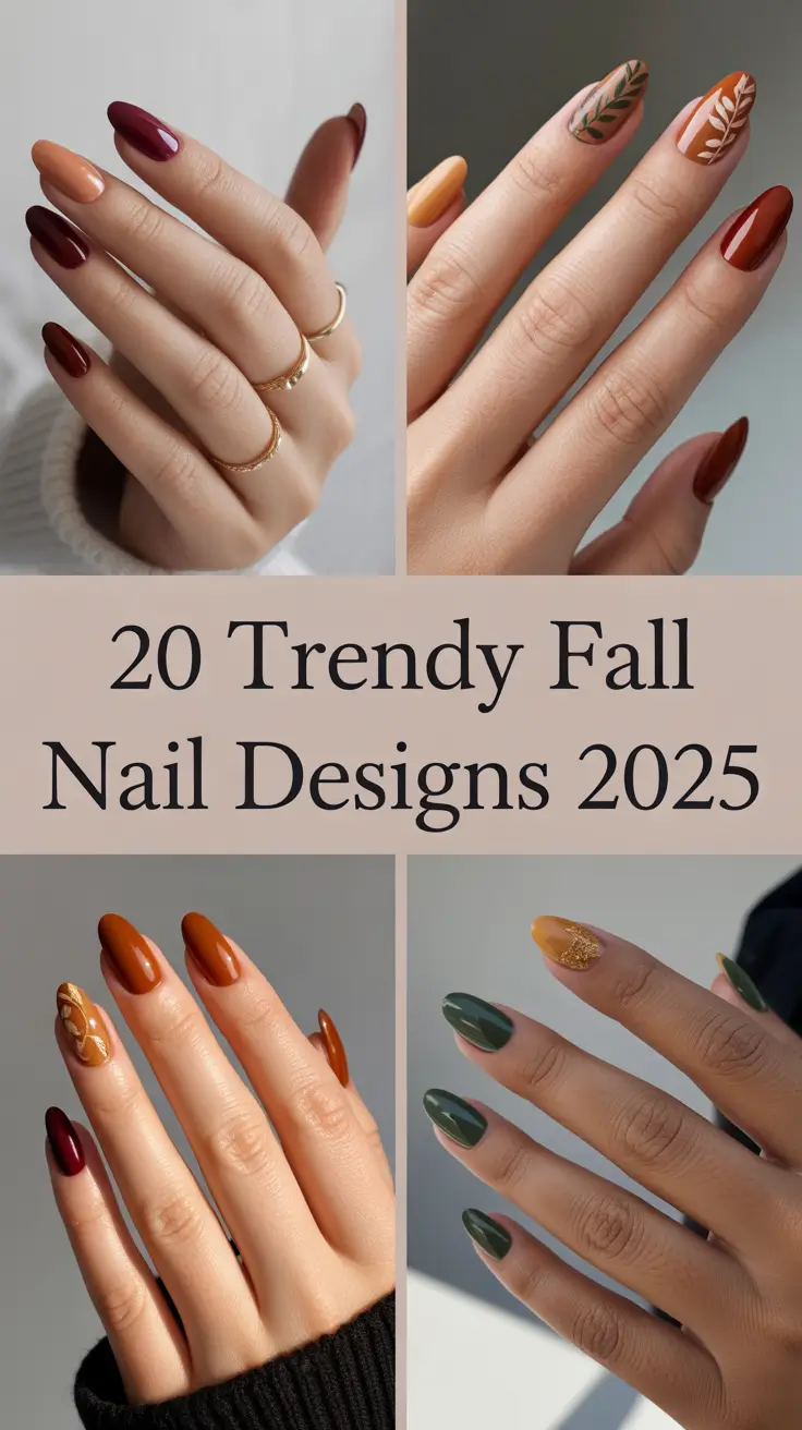 Trendy Fall Nail Designs 2025 with Almond Shape Ideas for Every Autumn Mood