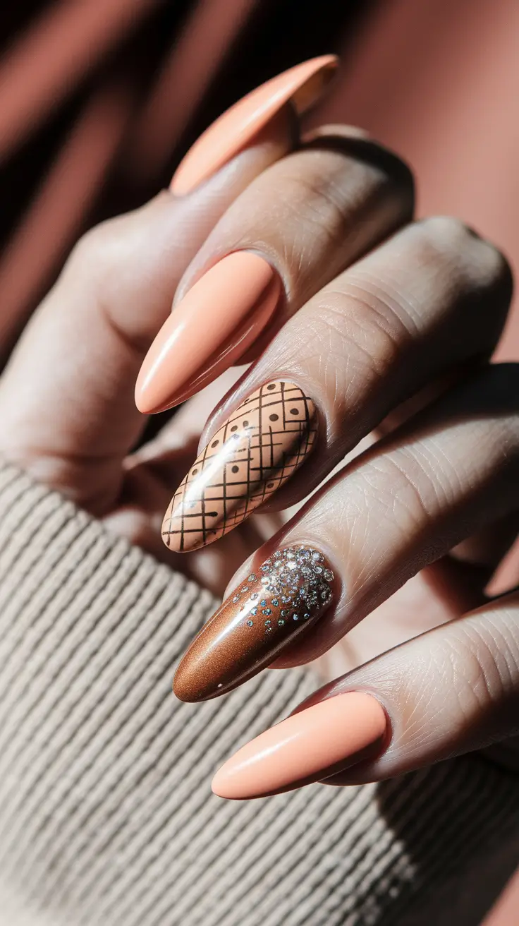 fall nail designs apricot glaze meets autumn drama