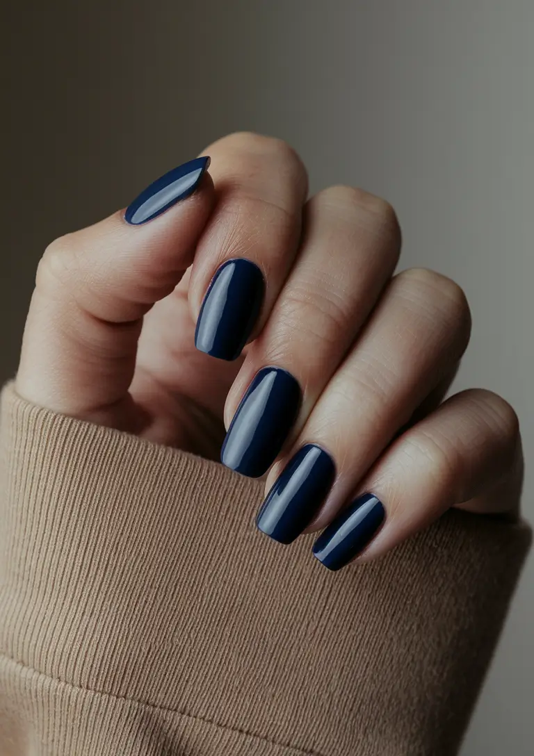 fall nail trends short Classic Navy for Cool-Weather Mood