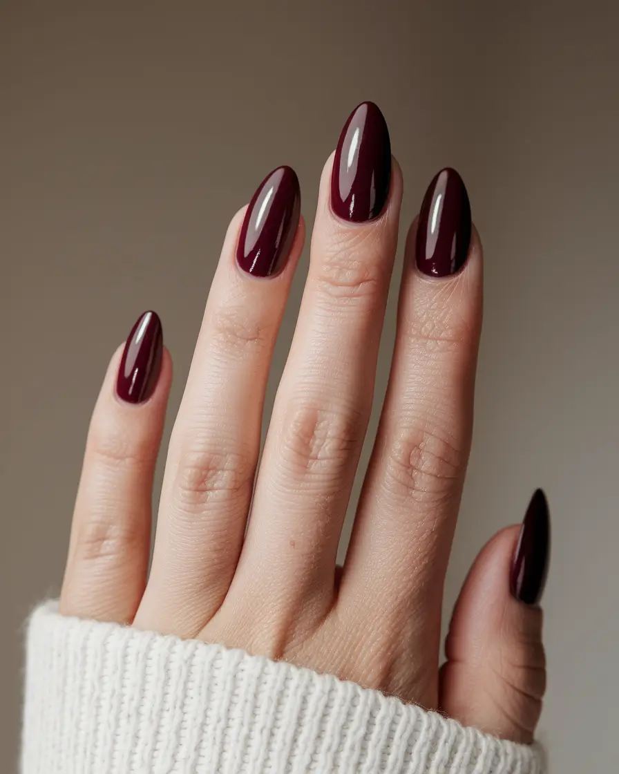fall nail trends almond Deep Berry Almond Drama