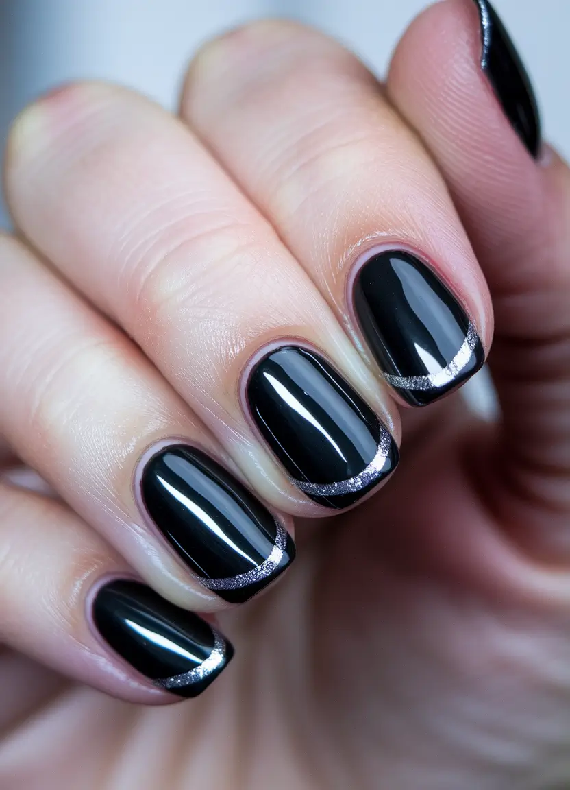 fall nail trends chrome Chrome-Tipped Midnight French