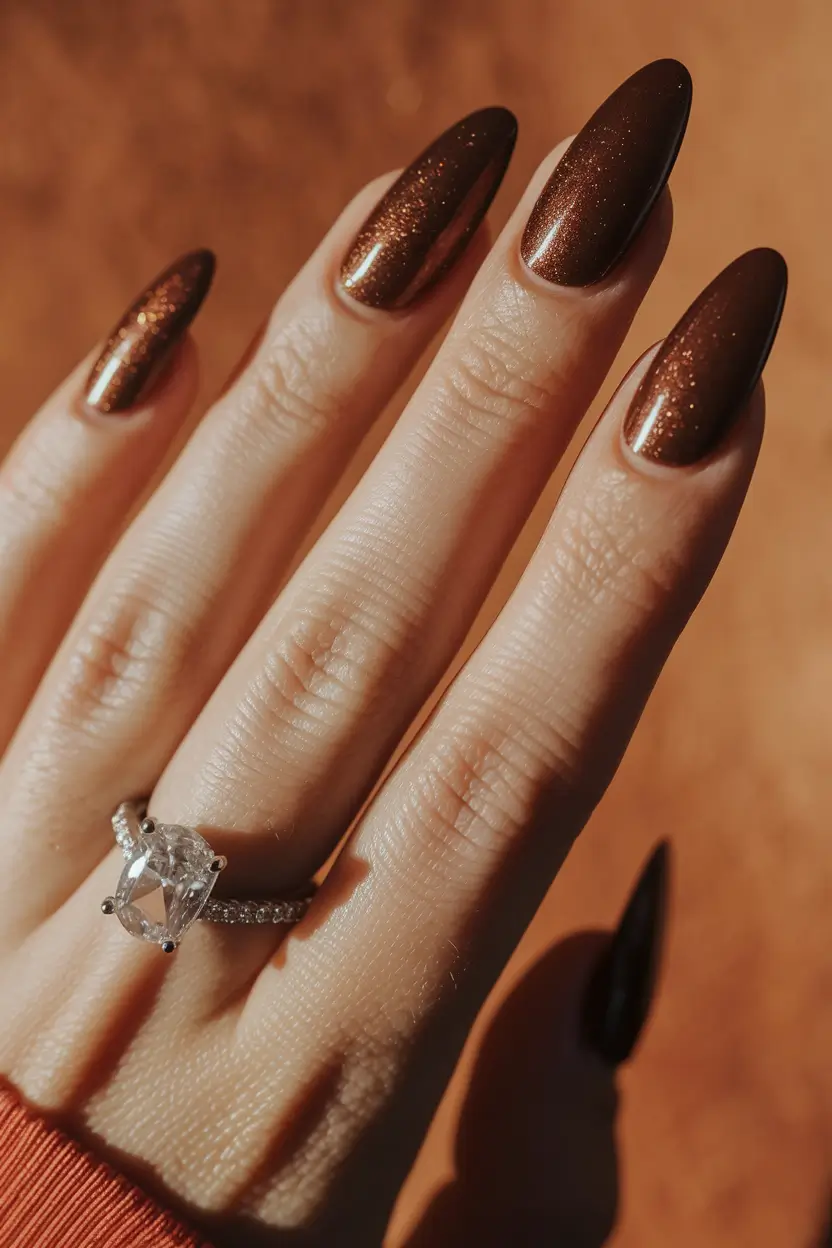 fall nail trends almond Sparkling Espresso Almonds