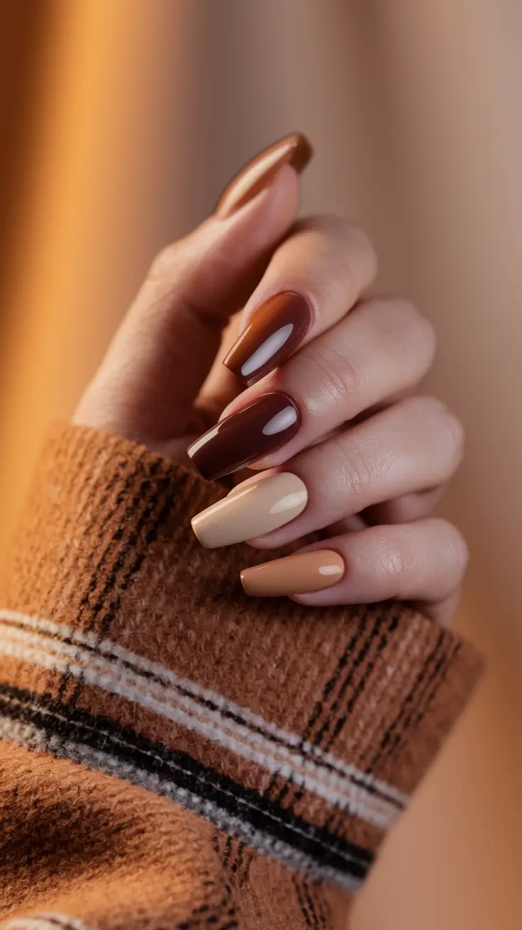 fall nail trends colors Maple Mocha Gradient