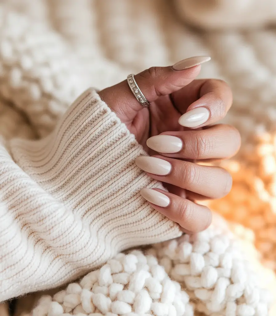 fall nails oval shape short Ivory Glow Comfort