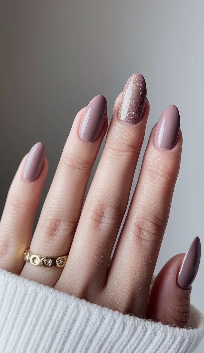 fall nails oval shape brown Rosewood Glimmer