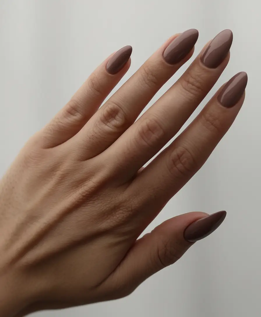 simple fall nails oval shape Soft Cocoa Simplicity