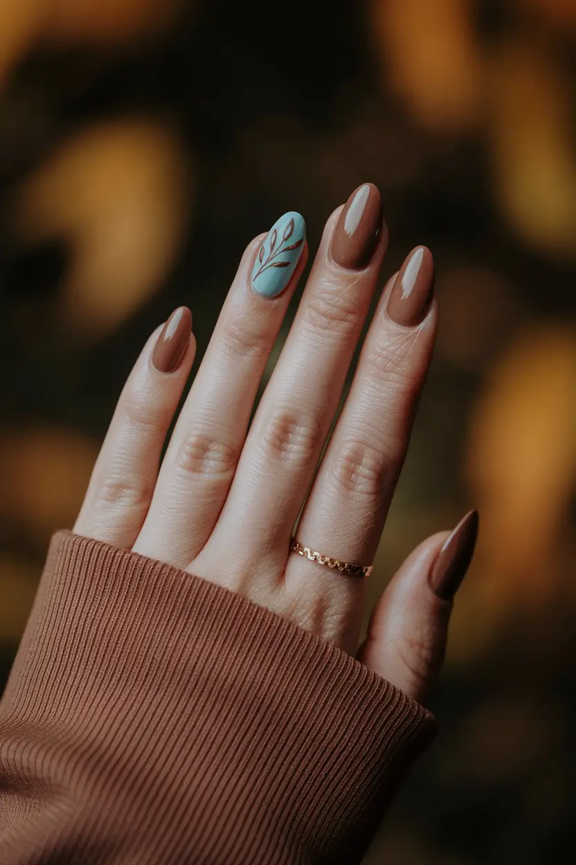 oval shape nails designs fall Earth & Sky Accent