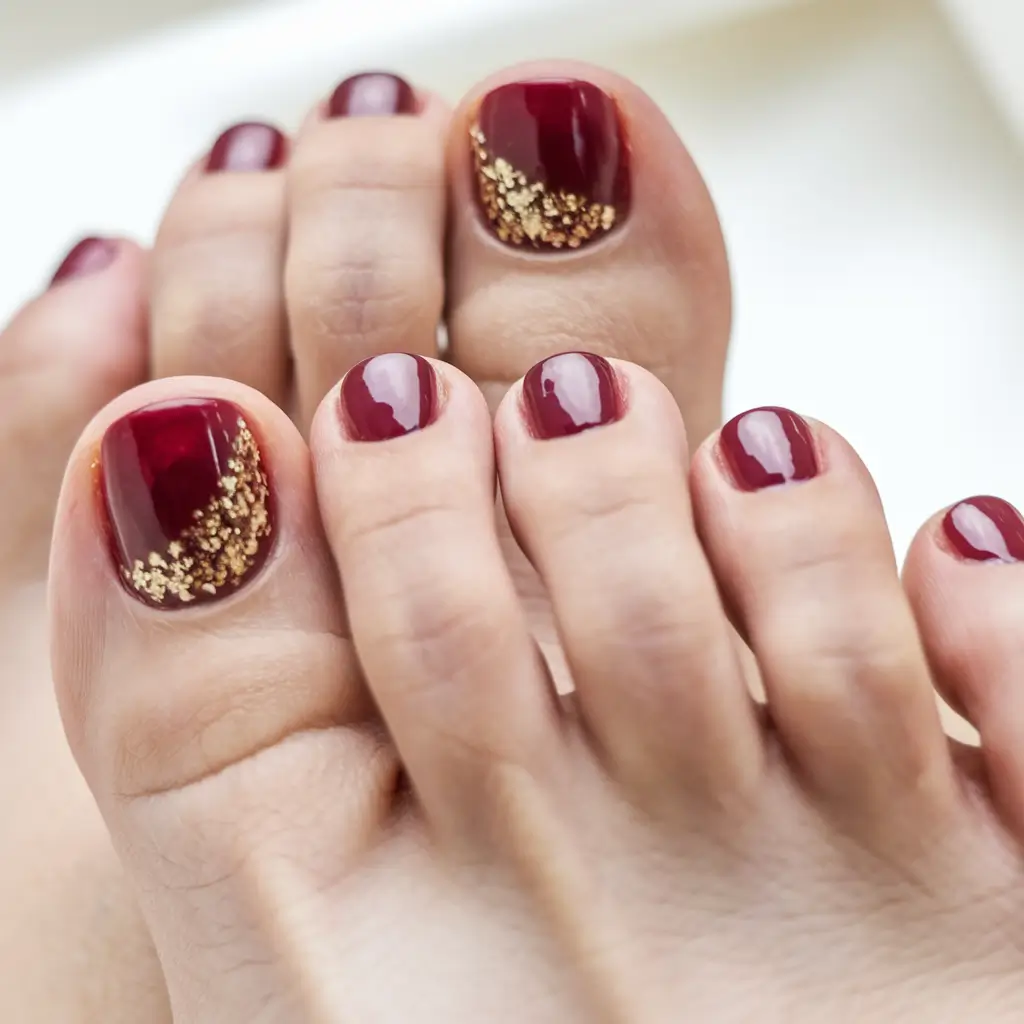 fall pedicure colors autumn toes ideas Cranberry Sparkle Rush